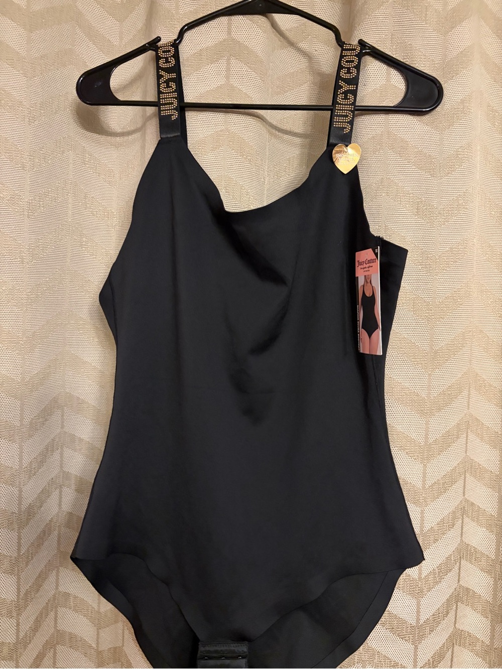 Juicy Couture Black Sculpting Slip Bodysuit with Logo Straps